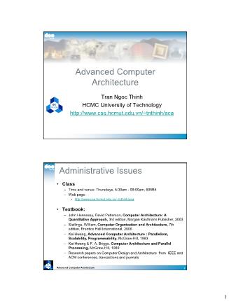 Advanced Computer Architecture - Introduction - Tran Ngoc Thinh