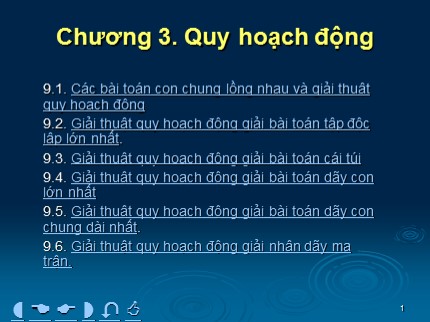 Bài giảng Cấu trúc dữ liệu và giải thuật - Chương 3: Quy hoạch động