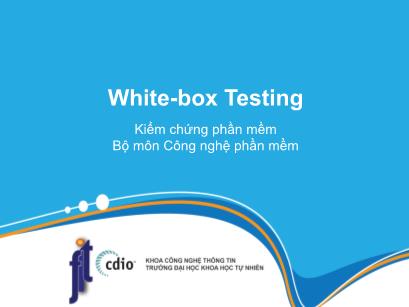 Bài giảng Công cụ kiểm thử phần mềm - Bài 12: White-box Testing - Trần Thị Bích Hạnh