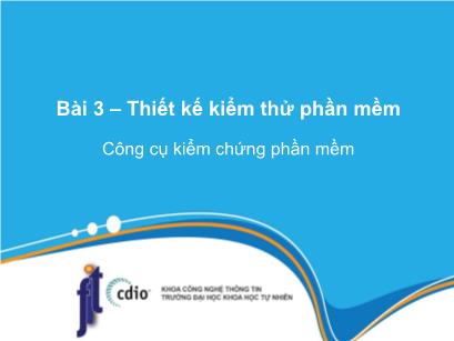 Bài giảng Công cụ kiểm thử phần mềm - Bài 3: Thiết kế kiểm thử phần mềm - Trần Thị Bích Hạnh