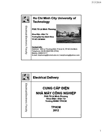 Bài giảng Cung cấp điện nhà máy công nghiệp - Chương 2: Tổng quan về cung cấp điện - Lê Minh Phương