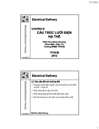 Bài giảng Cung cấp điện nhà máy công nghiệp - Chương 3: Cấu trúc lưới điện hạ thế - Lê Minh Phương