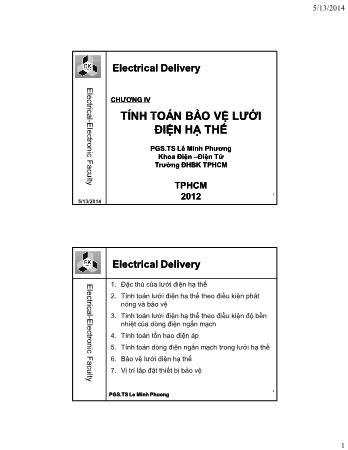 Bài giảng Cung cấp điện nhà máy công nghiệp - Chương 4: Tính toán bảo vệ lưới điện hạ thế - Lê Minh Phương