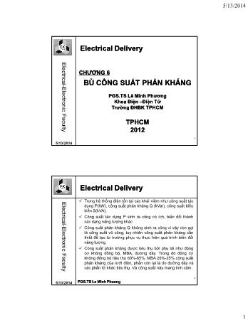 Bài giảng Cung cấp điện nhà máy công nghiệp - Chương 6: Bù công suất phản kháng - Lê Minh Phương