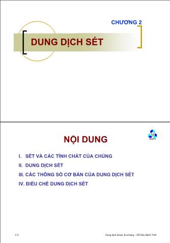 Bài giảng Dung dịch khoan và xi măng - Chương 2: Dung dịch sét - Đỗ Hữu Minh Triết