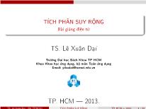 Bài giảng Giải tích 1 - Chương 6: Tích phân suy rộng - Lê Xuân Đại