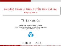 Bài giảng Giải tích 1 - Chương 9: Phương trình vi phân cấp 2 - Lê Xuân Đại