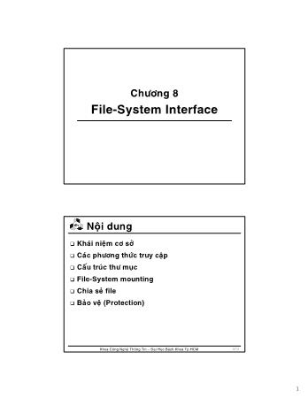 Bài giảng Hệ điều hành - Chương 8: Hệ thống I/O - Thoại Nam