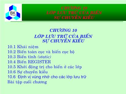 Bài giảng Hệ thống máy tính và ngôn ngữ C - Chương 10: Lớp lưu trữ của biến - Sự chuyển kiểu