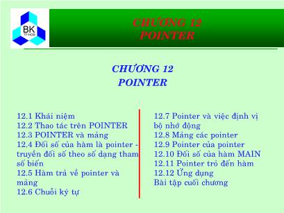 Bài giảng Hệ thống máy tính và ngôn ngữ C - Chương 12: Pointer