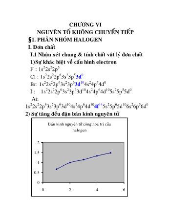 Bài giảng Hóa vô cơ cho Xây dựng - Chương 6: Nguyên tố không chuyển tiếp (Phần 1)