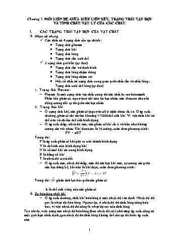 Bài giảng Hóa vô cơ - Chương 1: Mối liên hệ giữa kiểu liên kết, trạng thái tập hợp và tính chất vật lý của các chất