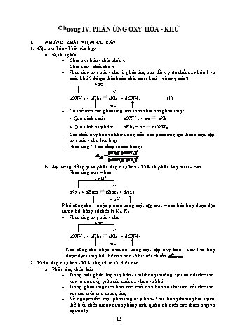 Bài giảng Hóa vô cơ - Chương 4: Phản ứng Oxi hóa - Khử