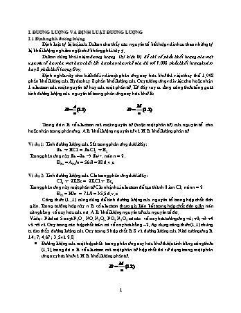 Bài giảng Hóa vô cơ - Đương lượng và định luật đương lượng (Có đáp án)