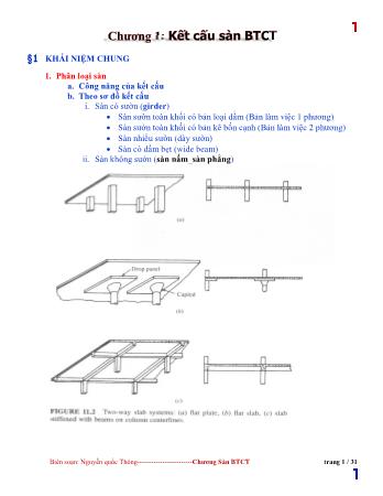 Bài giảng Kết cấu bê tông cốt thép 1 - Chương 1: Kết cấu sàn BTCT