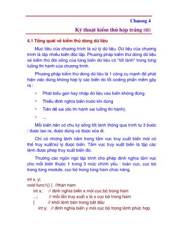 Bài giảng Kiểm tra phần mềm - Chương 4: Kỹ thuật kiểm thử hộp trắng (tt)