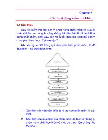 Bài giảng Kiểm tra phần mềm - Chương 9: Các hoạt động kiểm thử khác