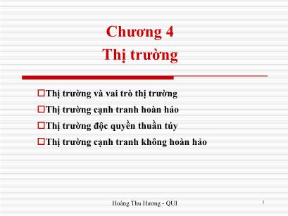 Bài giảng Kinh tế học đại cương - Chương 4: Thị trường - Hoàng Thu Hương