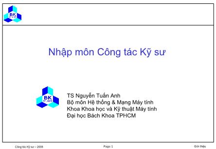 Bài giảng Kỹ năng chuyên nghiệp cho kỹ sư - Chương 00: Nhập môn Công tác Kỹ sư