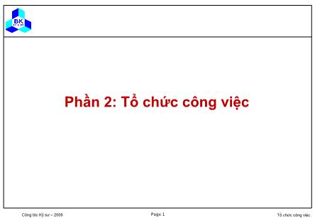 Bài giảng Kỹ năng chuyên nghiệp cho kỹ sư - Chương 02: Tổ chức công việc