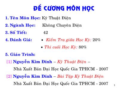 Bài giảng Kỹ thuật điện điện tử - Chương 00: Đề cương - Trịnh Hoàng Hơn