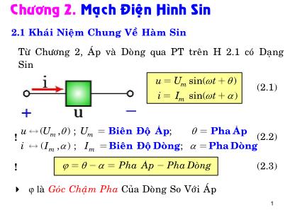 Bài giảng Kỹ thuật điện điện tử - Chương 02: Mạch điện hình Sin - Trịnh Hoàng Hơn