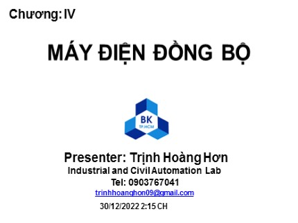 Bài giảng Kỹ thuật điện - điện tử - Chương 4: Máy điện đồng bộ - Trịnh Hoàng Sơn