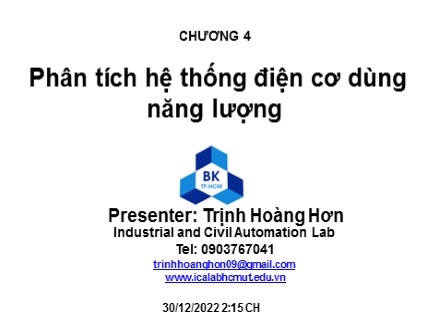 Bài giảng Kỹ thuật điện - điện tử - Chương 4: Phân tích hệ thống điện cơ dùng năng lượng - Trịnh Hoàng Sơn