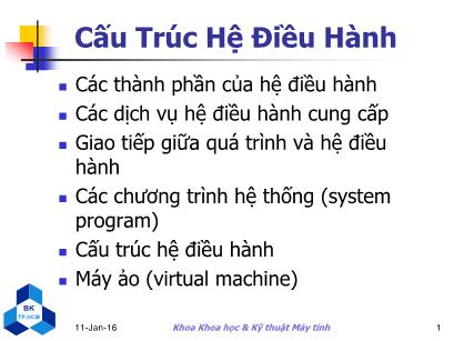 Bài giảng Kỹ thuật Máy tính - Chương 3: Cấu trúc hệ điều hành - Nguyễn Thanh Sơn