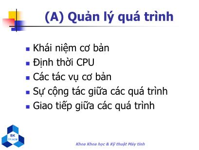 Bài giảng Kỹ thuật Máy tính - Chương 4: Quản lý quá trình - Nguyễn Thanh Sơn