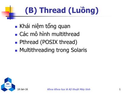 Bài giảng Kỹ thuật Máy tính - Chương 5: Thread (Luồng) - Nguyễn Thanh Sơn