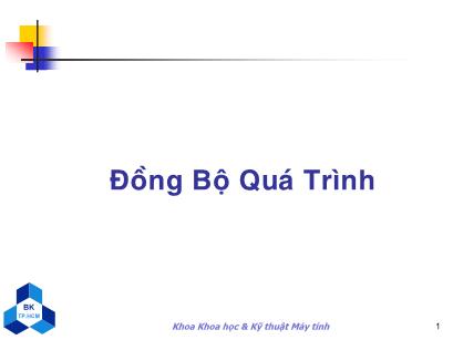 Bài giảng Kỹ thuật Máy tính - Chương 7: Đồng bộ hóa - Nguyễn Thanh Sơn