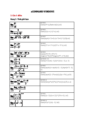 Bài tập Giải tích 1 - Giải dạng 3: Matlab (Phần 2)