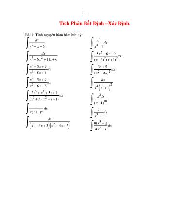 Bài tập Giải tích 1 - Tích phân và phương trình vi phân