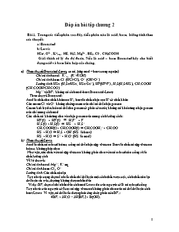 Bài tập Hóa vô cơ - Bài tập chương 2: Acid Base (Có đáp án)