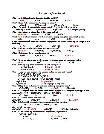 Bài tập Hóa vô cơ - Bài tập trắc nghiệm chương 2 (Có đáp án)