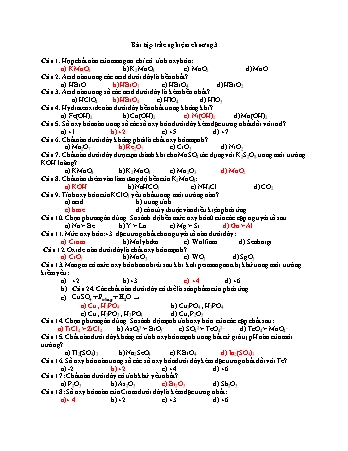 Bài tập Hóa vô cơ - Bài tập trắc nghiệm chương 3 (Có đáp án)