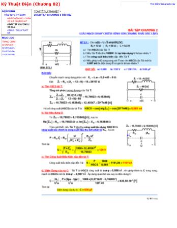 Bài tập Kỹ thuật điện - Chương 2: Giải mạch xoay chiều hình Sin (có đáp án)