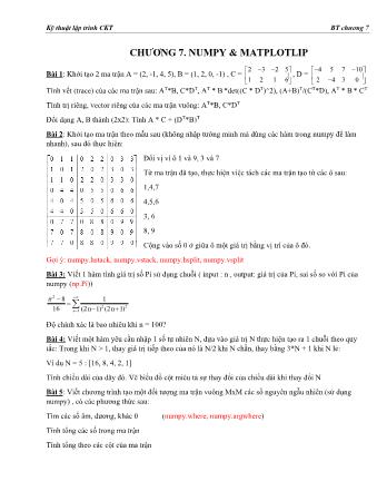 Bài tập Kỹ thuật lập trình CKT - Chương 7: NUMPY & MATPLOTLIP