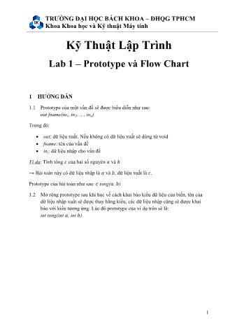 Bài tập Kỹ thuật lập trình - Lab 1: Prototype và Flow Chart - Khoa Khoa học và Kỹ thuật máy tính - Đại học BK - ĐHQG TP Hồ Chí Minh