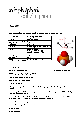 Bài tập lớn Hóa vô cơ - Axit photphoric