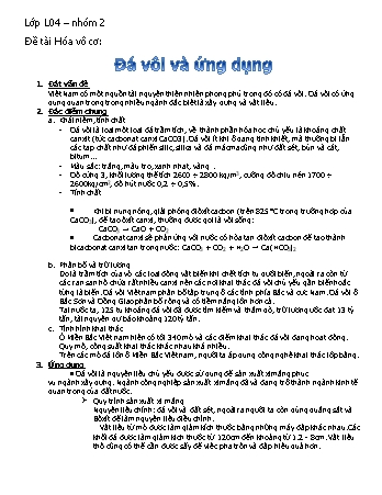 Bài tập lớn Hóa vô cơ - Đá vôi và ứng dụng