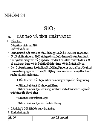 Bài tập lớn Hóa vô cơ - SiO2