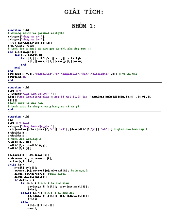 Bài tập lớn Matlab Giải tích 2 - Phần code