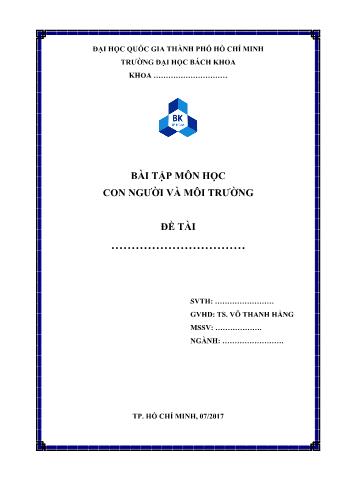 Bài tập môn học Con người và môi trường - Hiện trạng tài nguyên môi trường