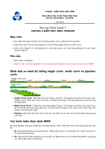 Bài tập thực hành Kiến trúc máy tính số 7 - Chương 4: Kiến trúc mips: PipeLine