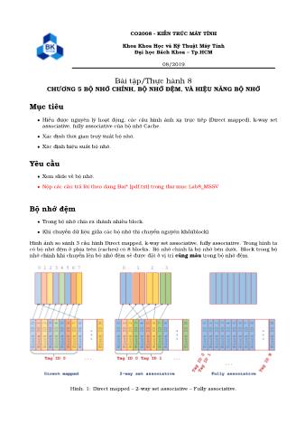 Bài tập thực hành Kiến trúc máy tính số 8 - Chương 5: Bộ nhớ chính, bộ nhớ đệm, và hiệu năng bộ nhớ