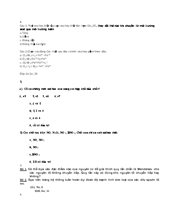 Bài tập trắc nghiệm Hóa vô cơ - Chương 3: Oxy hóa - Khử (có đáp án) (phần 2)