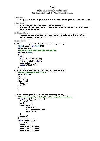 Bài thực hành Kiểm tra phần mềm - Số 7.1: Chạy thử mã nguồn