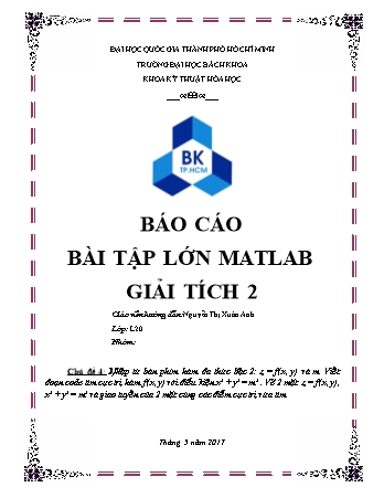 Báo cáo Bài tập lớn Matlab Giải tích 2 - Nguyễn Thị Xuân Anh